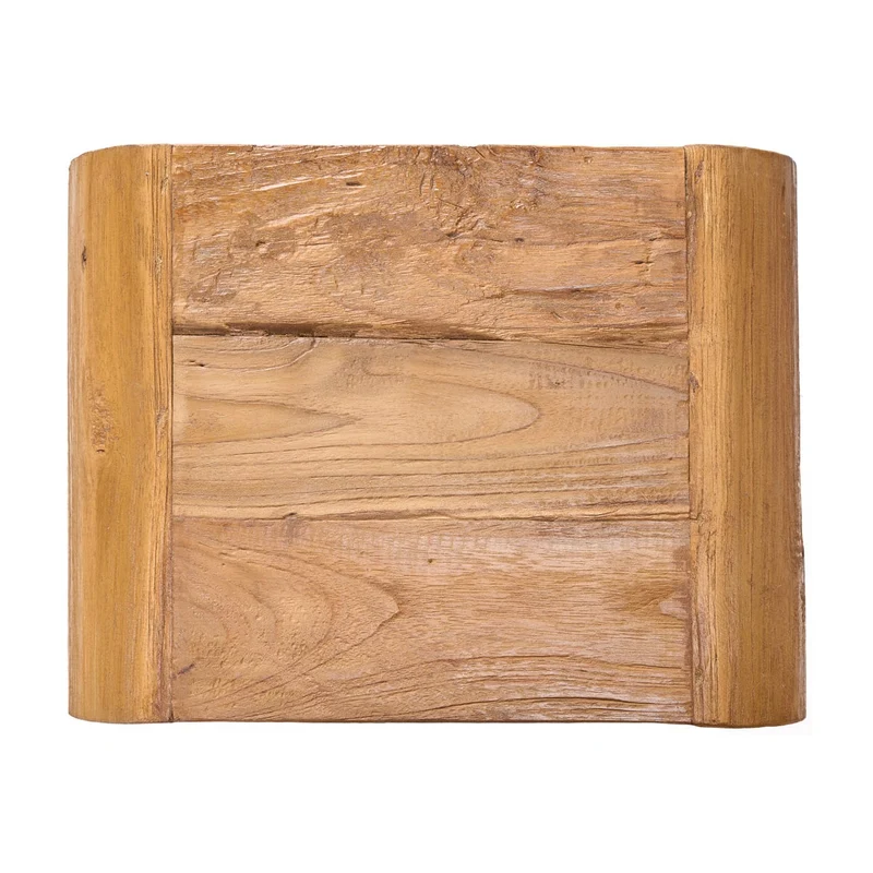 Table d'appoint en teck massif naturel marron 40x30x45cm Arc - Bazar Bizar