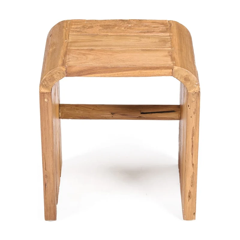 Table d'appoint en teck massif naturel marron 40x30x45cm Arc - Bazar Bizar