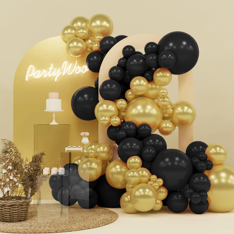 PartyWoo Black Balloons, 140 pcs Matte Black Balloons Different Sizes Pack of 5-18 Inch