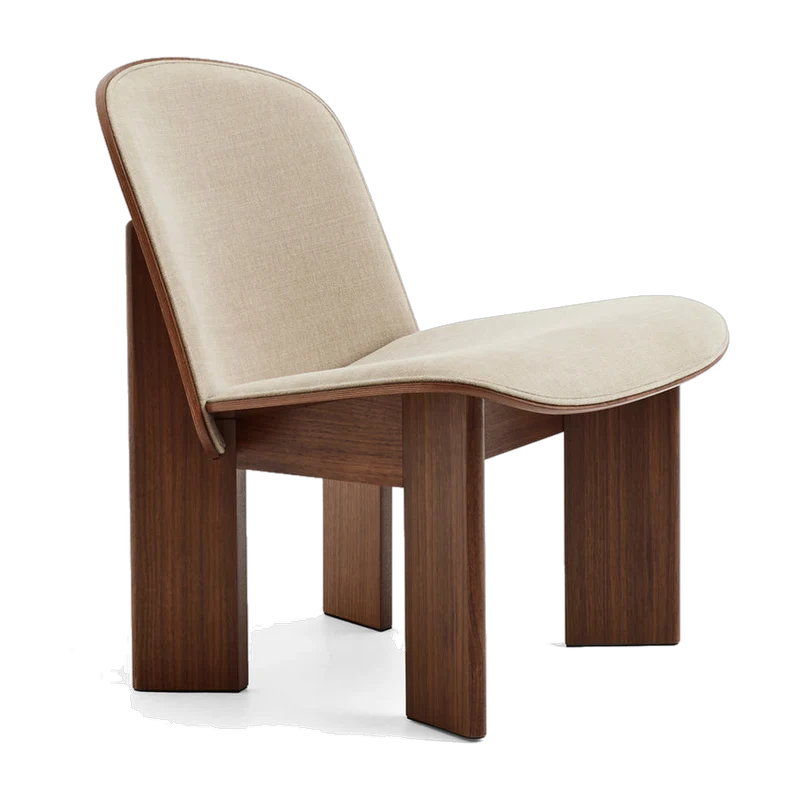 Fauteuil en noyer laqué et tissu beige linara 216 63x66x68cm Chisel - Hay