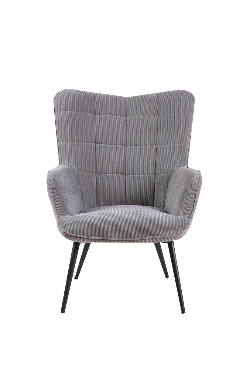 Sessel Uta / Cord grau, Samt schwarz, Webstoff dunkelgrau, Samt dunkelgrün, Webstoff sandfarben / Gestell schwarz pulverbeschichtet / Relaxsessel / Armlehnen-Sessel / B 72, H 97, T 80 cm