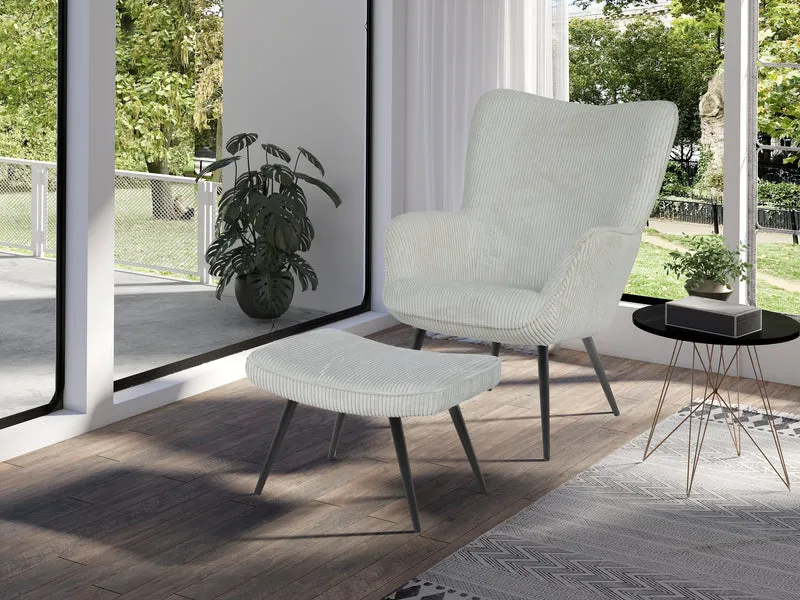 Sessel Uta / Cord grau, Samt schwarz, Webstoff dunkelgrau, Samt dunkelgrün, Webstoff sandfarben / Gestell schwarz pulverbeschichtet / Relaxsessel / Armlehnen-Sessel / B 72, H 97, T 80 cm