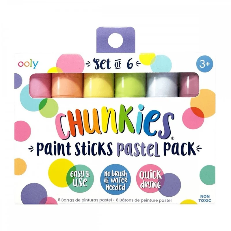 CHUNKIES PAINT STICKS - 6 COLOURS PASTEL (3 YEARS+)
