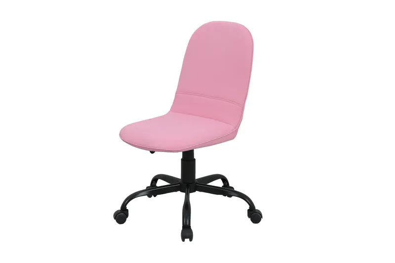 Bürostuhl TROLLY Drehstuhl / Kinderstuhl / Metall schwarz pulverbeschichtet / Bezug Webstoff pink oder hellgrau / klappbar / Sicherheitsdoppelrollen / Maße: B 42, H 85-95, T 54 cm