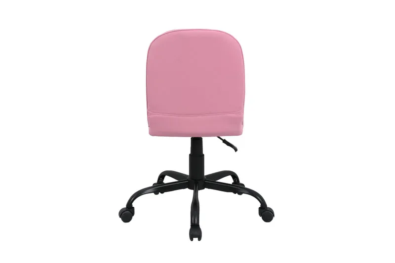 Bürostuhl TROLLY Drehstuhl / Kinderstuhl / Metall schwarz pulverbeschichtet / Bezug Webstoff pink oder hellgrau / klappbar / Sicherheitsdoppelrollen / Maße: B 42, H 85-95, T 54 cm