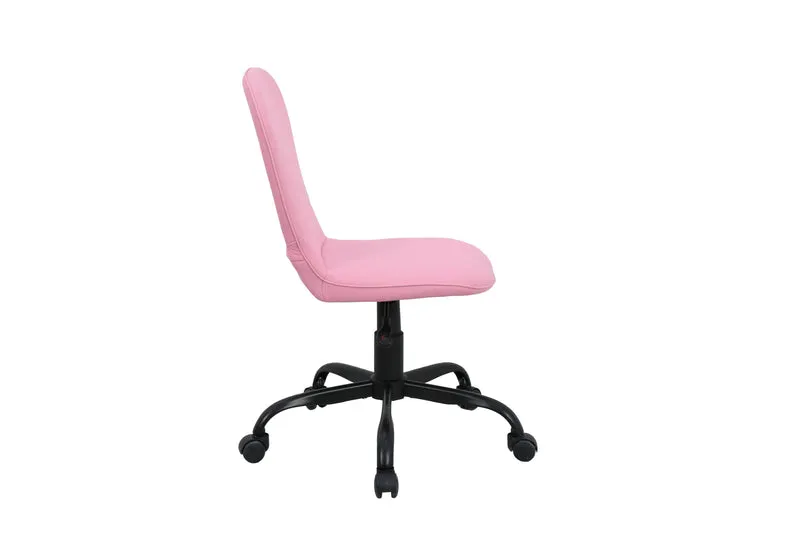 Bürostuhl TROLLY Drehstuhl / Kinderstuhl / Metall schwarz pulverbeschichtet / Bezug Webstoff pink oder hellgrau / klappbar / Sicherheitsdoppelrollen / Maße: B 42, H 85-95, T 54 cm