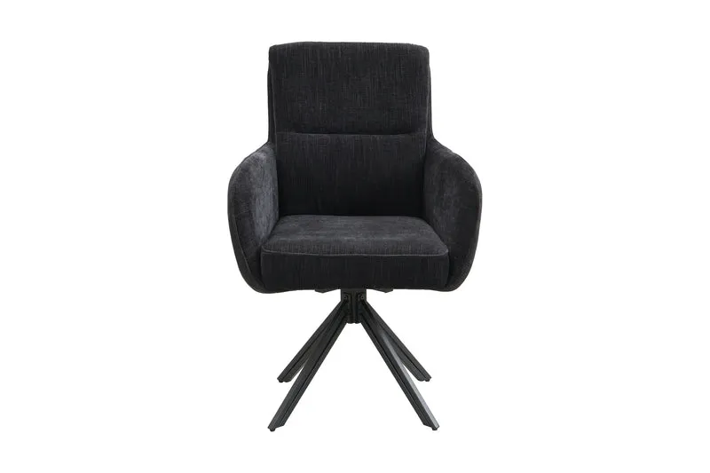 Stuhl 2-er Set TINO / Bezug Webstoff-Mikrofaser in schwarz oder hellgrau, Gestell in schwarz / 360° drehbar / Esszimmerstuhl / Küchenstuhl / B 62 x H 94 x T 70 cm