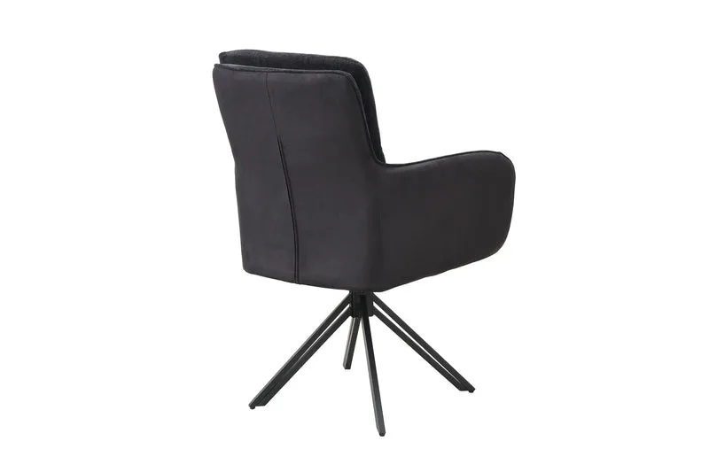 Stuhl 2-er Set TINO / Bezug Webstoff-Mikrofaser in schwarz oder hellgrau, Gestell in schwarz / 360° drehbar / Esszimmerstuhl / Küchenstuhl / B 62 x H 94 x T 70 cm