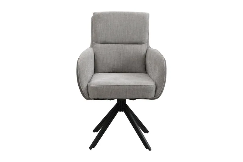 Stuhl 2-er Set TINO / Bezug Webstoff-Mikrofaser in schwarz oder hellgrau, Gestell in schwarz / 360° drehbar / Esszimmerstuhl / Küchenstuhl / B 62 x H 94 x T 70 cm