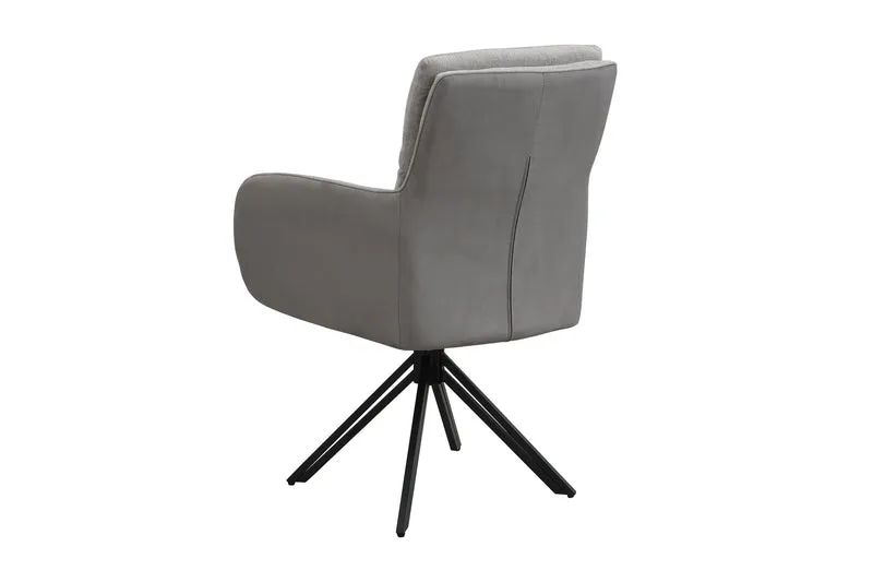 Stuhl 2-er Set TINO / Bezug Webstoff-Mikrofaser in schwarz oder hellgrau, Gestell in schwarz / 360° drehbar / Esszimmerstuhl / Küchenstuhl / B 62 x H 94 x T 70 cm