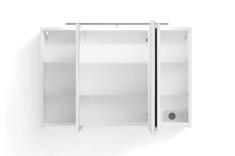 Spiegelschrank SPREE / Korpus matt weiß oder anthrazit mit Spiegeltüren / Hängeschrank mit Soft-Close-Funktion / Inklusive LED-Beleuchtung / Badschrank mit Stecker- und Schalterdose / B 90, H 60, T 20 cm