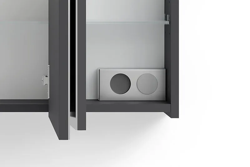 Spiegelschrank SPREE / Korpus matt weiß oder anthrazit mit Spiegeltüren / Hängeschrank mit Soft-Close-Funktion / Inklusive LED-Beleuchtung / Badschrank mit Stecker- und Schalterdose / B 90, H 60, T 20 cm