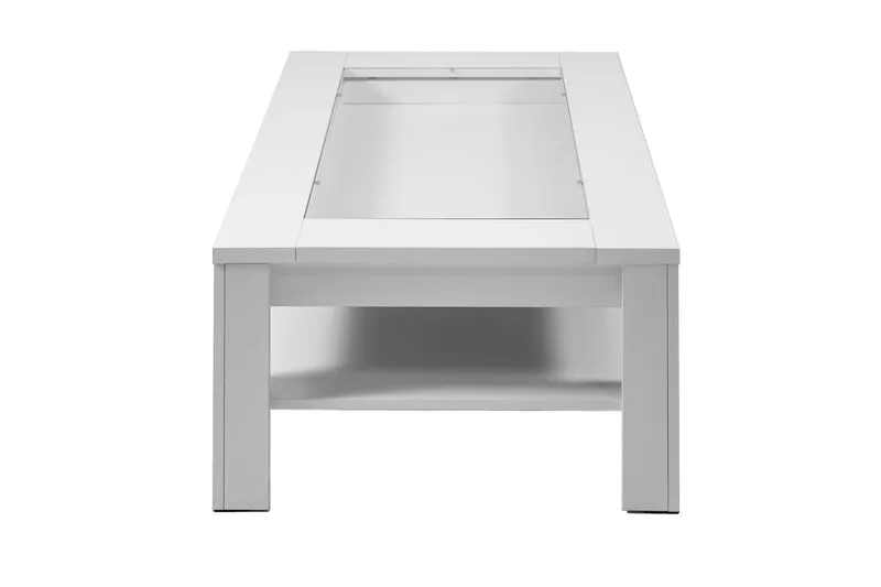 Couchtisch RALPH / moderner Sofatisch mit Glaseinlage und großzügiger Schublade in weiß, Artisan Eiche (Eiche-Optik) oder Old Wood (Altholz-Optik) / Beistelltisch mit viel Stauraum / B 110, H 43, T 67 cm