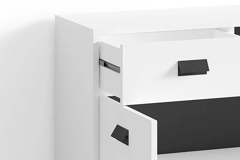 Badezimmer Kommode WELLNESS in Artisan Eiche, Griffe aus Metall in schwarz / Badschrank mit einer Schublade und zwei Türen / B 80,5, H 77,5, T 31 cm