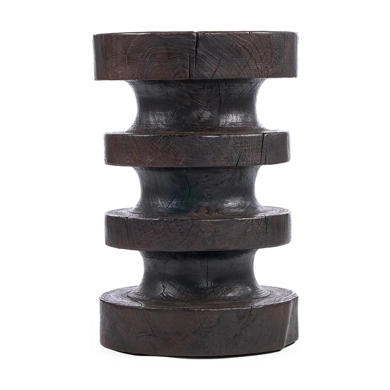 Table d'appoint ronde en bois de manguier marron foncé 40x40x60cm Mocha Rings - Bazar Bizar