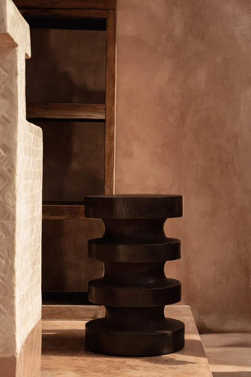 Table d'appoint ronde en bois de manguier marron foncé 40x40x60cm Mocha Rings - Bazar Bizar