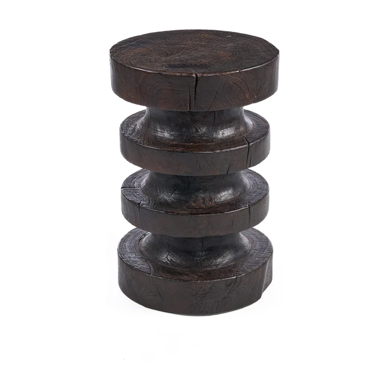 Table d'appoint ronde en bois de manguier marron foncé 40x40x60cm Mocha Rings - Bazar Bizar