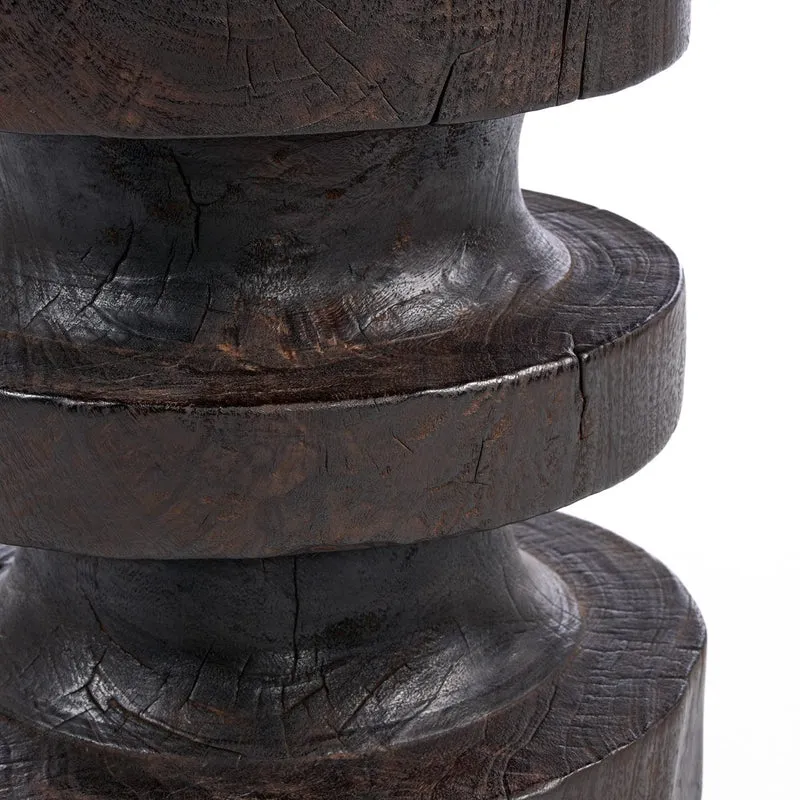 Table d'appoint ronde en bois de manguier marron foncé 40x40x60cm Mocha Rings - Bazar Bizar