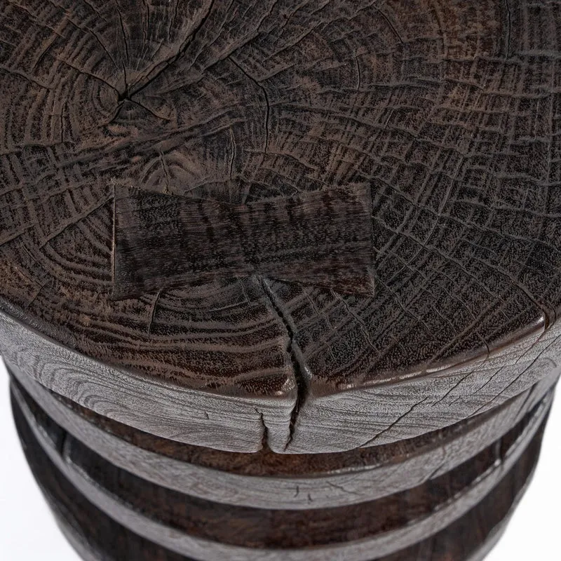Table d'appoint ronde en bois de manguier marron foncé 40x40x60cm Mocha Rings - Bazar Bizar