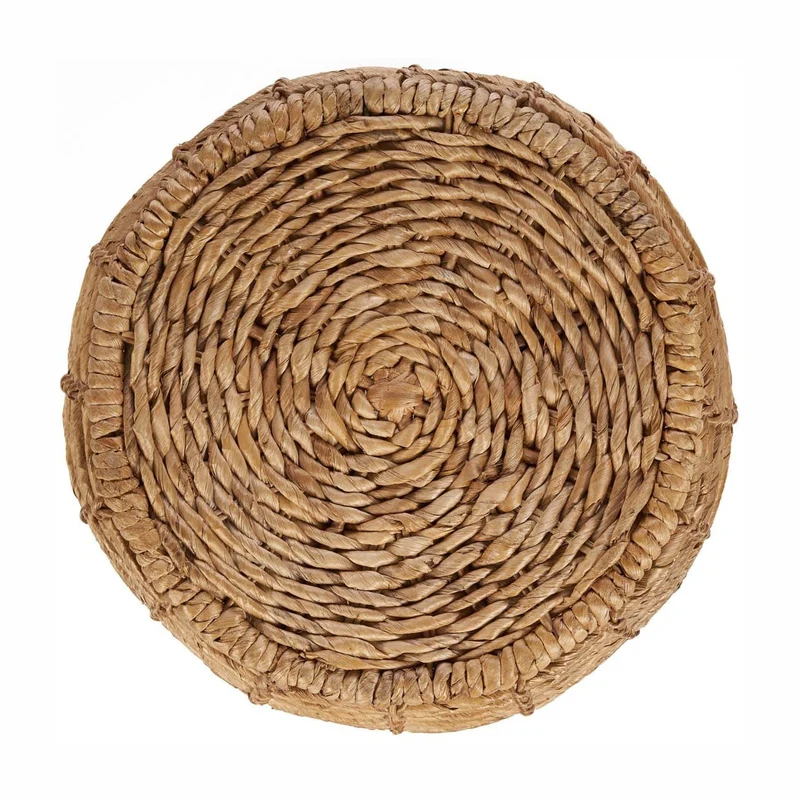 Tabouret rond en feuille de bananier et métal naturelle 48x48x45cm Gustih - Bazar Bizar