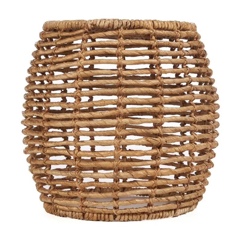 Tabouret rond en feuille de bananier et métal naturelle 48x48x45cm Gustih - Bazar Bizar