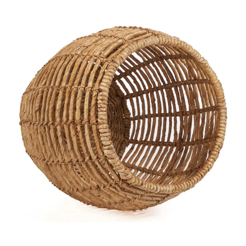 Tabouret rond en feuille de bananier et métal naturelle 48x48x45cm Gustih - Bazar Bizar