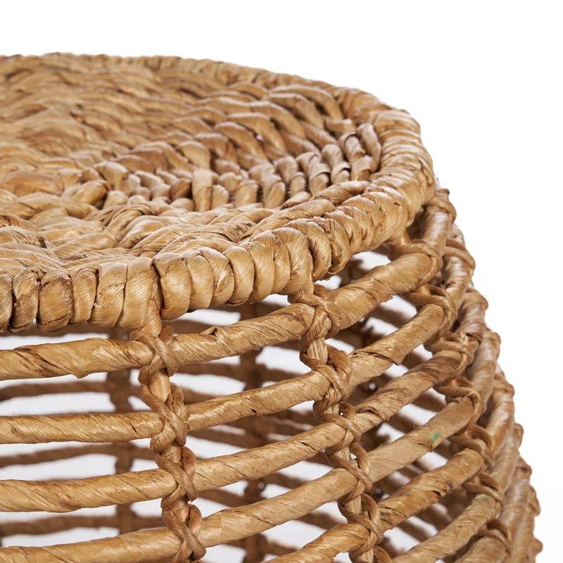 Tabouret rond en feuille de bananier et métal naturelle 48x48x45cm Gustih - Bazar Bizar