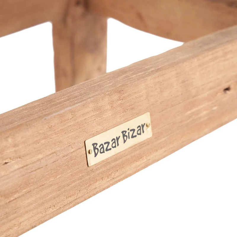 Table d'appoint ou tabouret en teck naturel marron 50x25x50cm Fab Rustic - Bazar Bizar