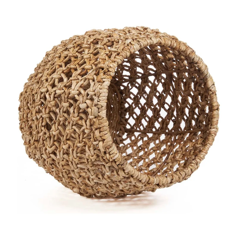 Tabouret rond en feuille de bananier et fer beige 49x49x45cm Dannih - Bazar Bizar