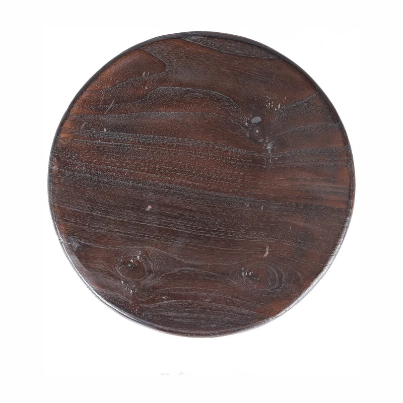 Tabouret rond en bois de manguier massif marron foncé 35x35x50cm Dango - Bazar Bizar