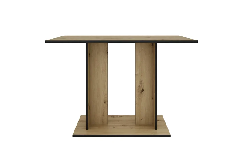 byLIVING Esstisch TOM, Säulentisch 110 x 70, H 75 cm, Küchentisch für 4 Personen, Eiche-Optik oder Weiß, schwarze Kanten, rechteckiger Esszimmertisch platzsparend für Essecken, Beinfreiheit