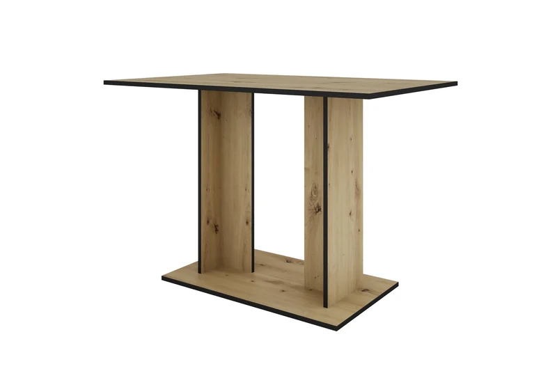 byLIVING Esstisch TOM, Säulentisch 110 x 70, H 75 cm, Küchentisch für 4 Personen, Eiche-Optik oder Weiß, schwarze Kanten, rechteckiger Esszimmertisch platzsparend für Essecken, Beinfreiheit
