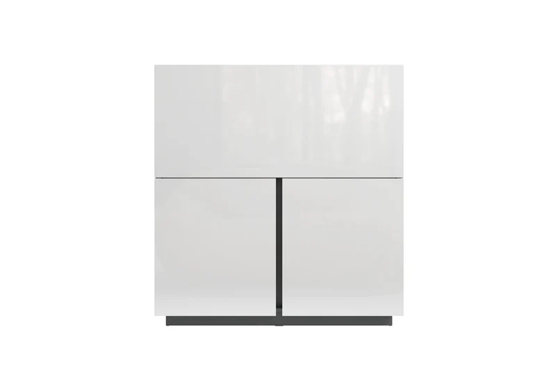 byLIVING Sekretär IDAHO, platzsparender Schreibtisch-Schrank fürs Home-Office, B 120 x T 40 cm, H 127 cm, Hochglanz Weiß & Anthrazit, mit Kabelkanal & Stauraum