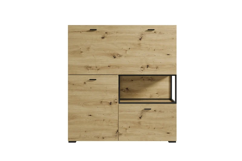 byLIVING Sekretär FRAME, klappbarer Schreibtisch mit Kabelkanal, ca. 120 x 40 cm, H 127 cm, Artisan Eiche-Optik, schwarzes Metall, für Homeoffice & Wohnzimmer