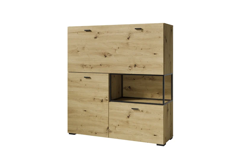 byLIVING Sekretär FRAME, klappbarer Schreibtisch mit Kabelkanal, ca. 120 x 40 cm, H 127 cm, Artisan Eiche-Optik, schwarzes Metall, für Homeoffice & Wohnzimmer