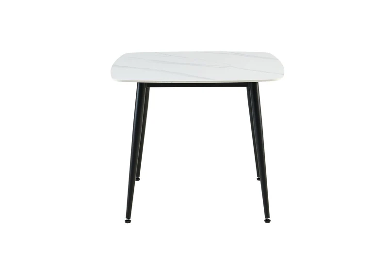 Tisch VERONA, Metall schwarz pulverbe. Keramikoptik weiß, platzsparend & modern, Esstisch, Küchentisch, Maße: B 90, H 75, T 90 cm