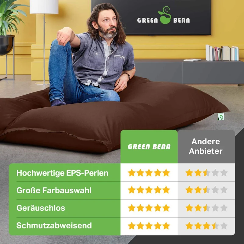 Square Indoor Riesensitzsack aus Baumwolle