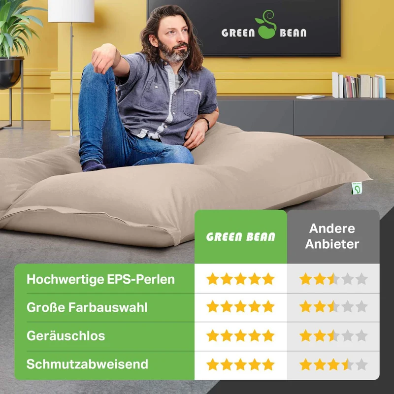 Square Indoor Riesensitzsack aus Baumwolle