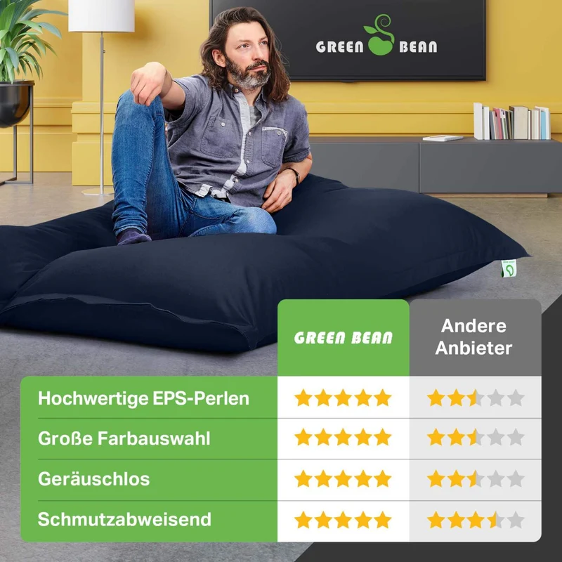 Square Indoor Riesensitzsack aus Baumwolle