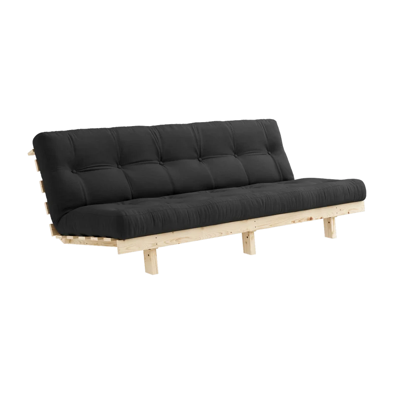 Canapé convertible en bois de pin et matelas gris foncé 130x200cm Lean - Karup Design