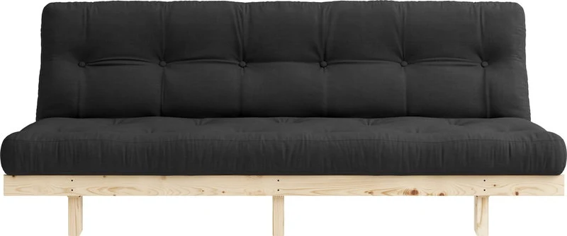 Canapé convertible en bois de pin et matelas gris foncé 130x200cm Lean - Karup Design