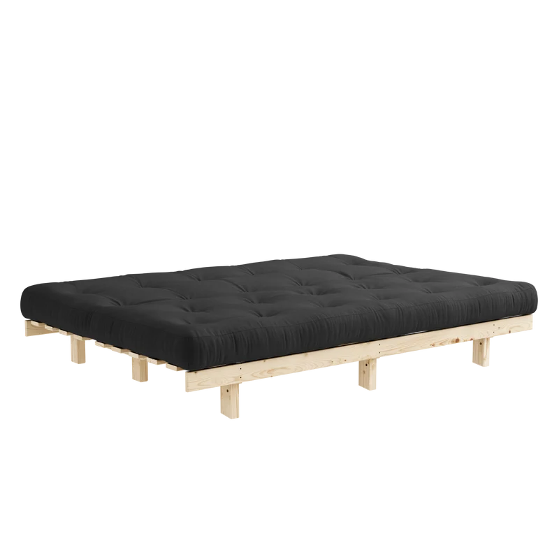 Canapé convertible en bois de pin et matelas gris foncé 130x200cm Lean - Karup Design