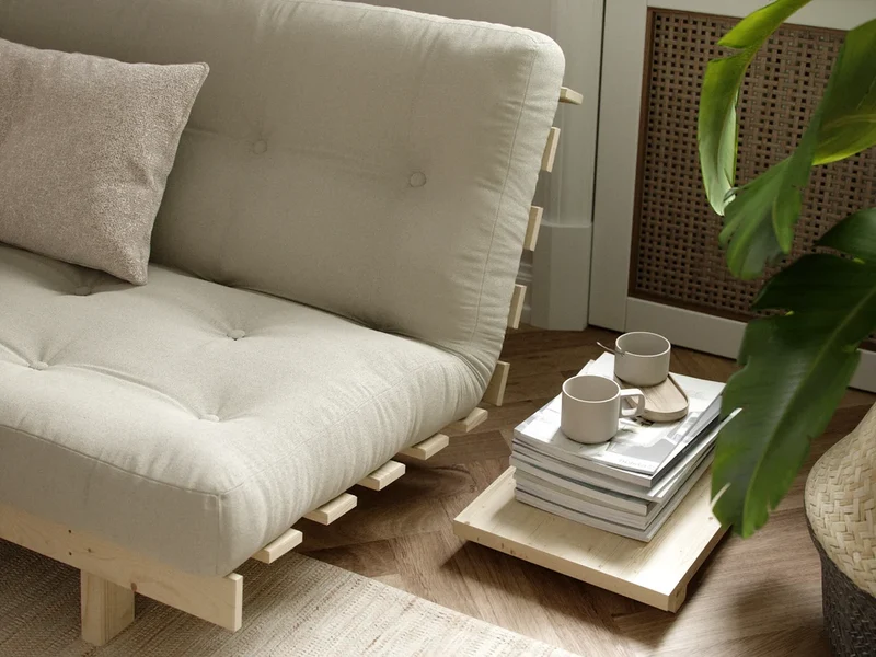 Canapé convertible en bois de pin et matelas gris foncé 130x200cm Lean - Karup Design