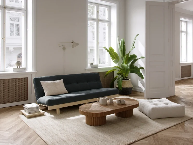 Canapé convertible en bois de pin et matelas bordeaux 130x200cm Lean - Karup Design