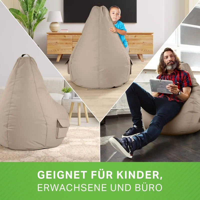Gaming Sitzsack mit Rückenlehne & separater Tasche
