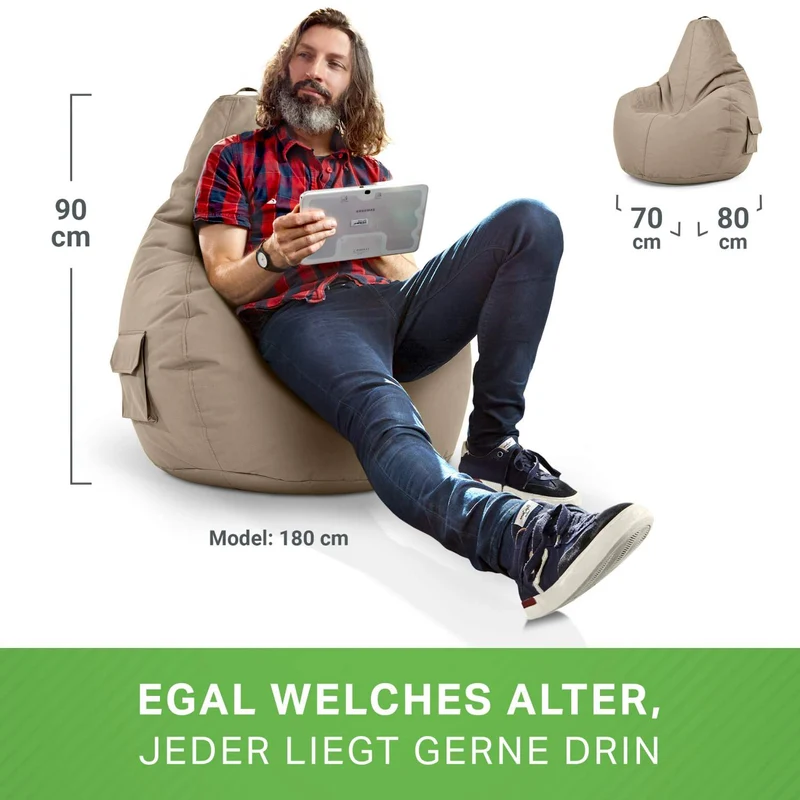 Gaming Sitzsack mit Rückenlehne & separater Tasche