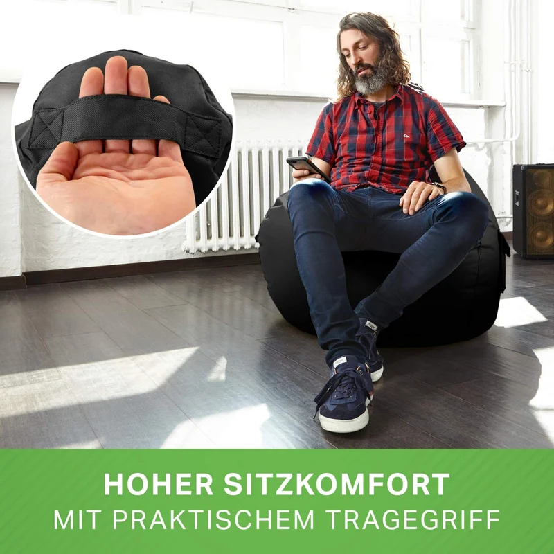 Gaming Sitzsack mit Rückenlehne & separater Tasche