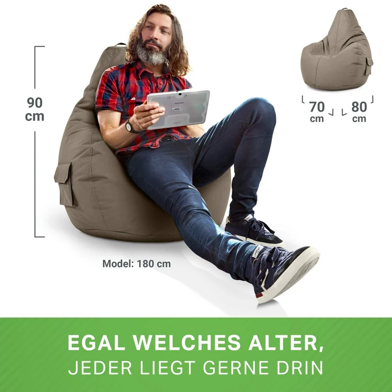 Gaming Sitzsack mit Rückenlehne & separater Tasche