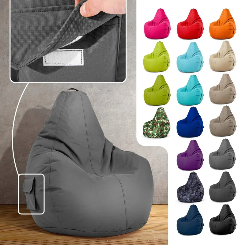 Gaming Sitzsack mit Rückenlehne & separater Tasche