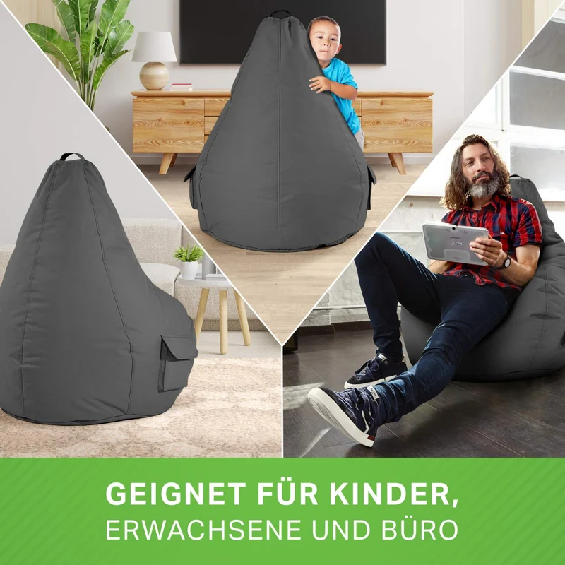Gaming Sitzsack mit Rückenlehne & separater Tasche